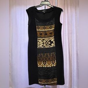 Ronni Nicole Black and Brown Patterned Midi Dress
